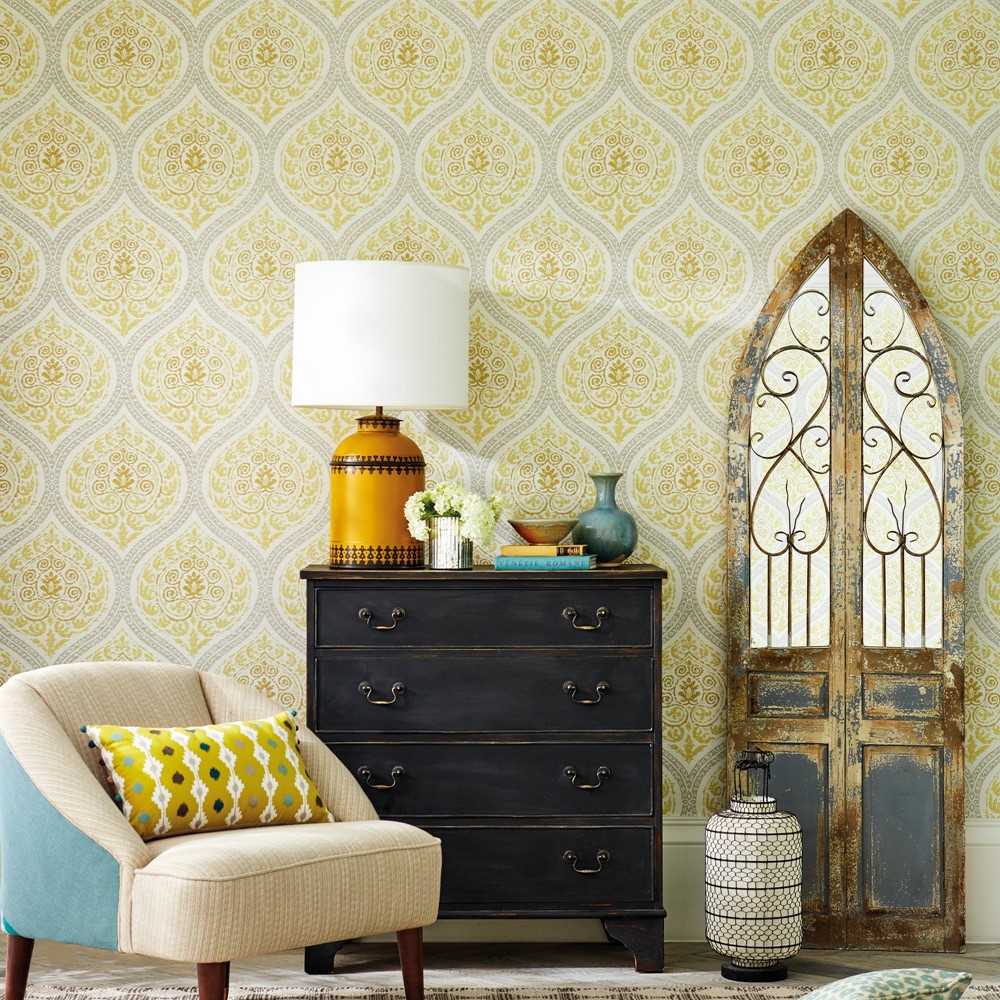 Madurai Wallpaper 216756 by Sanderson in Lemon Yellow